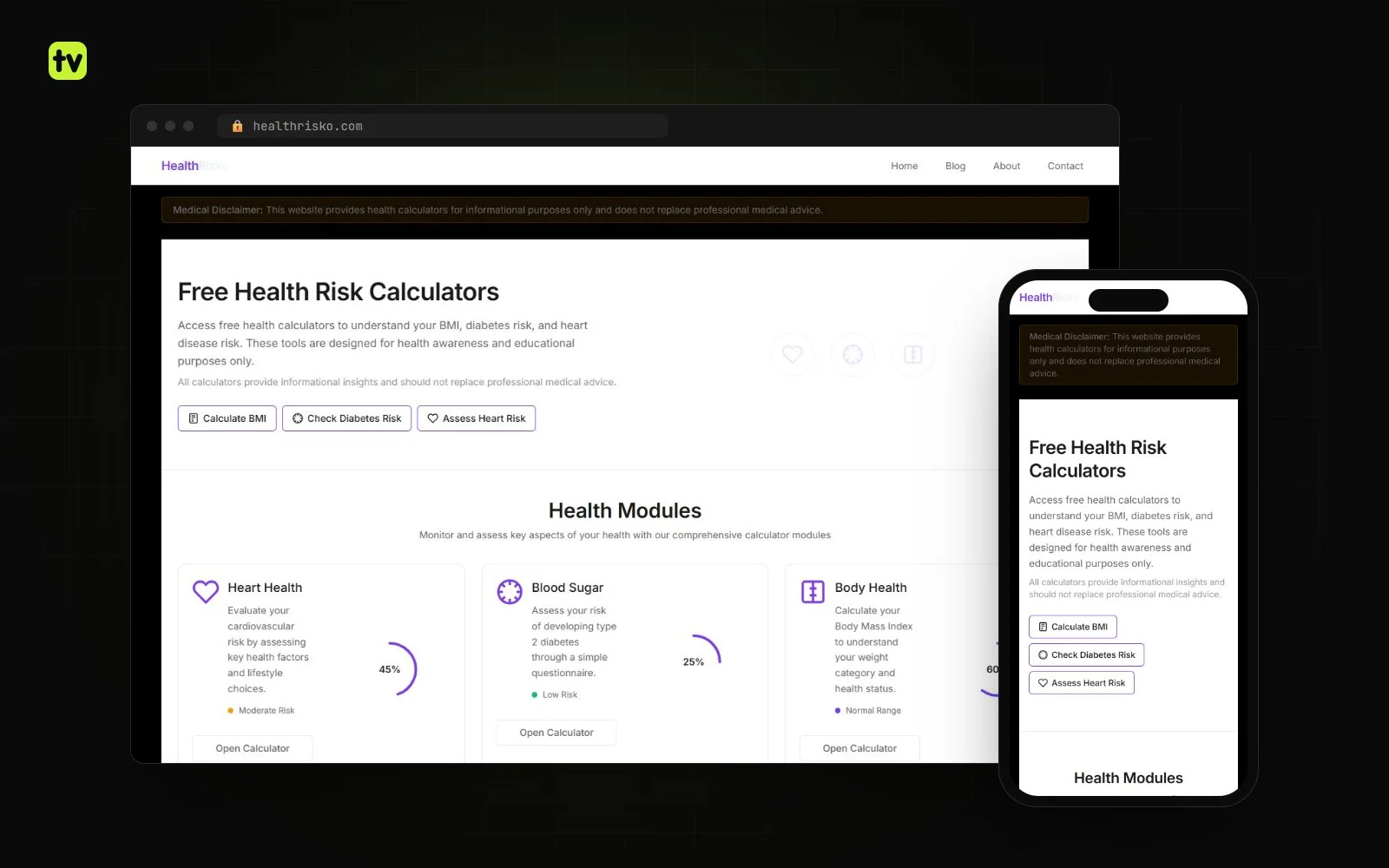 HealthRisko project screenshot